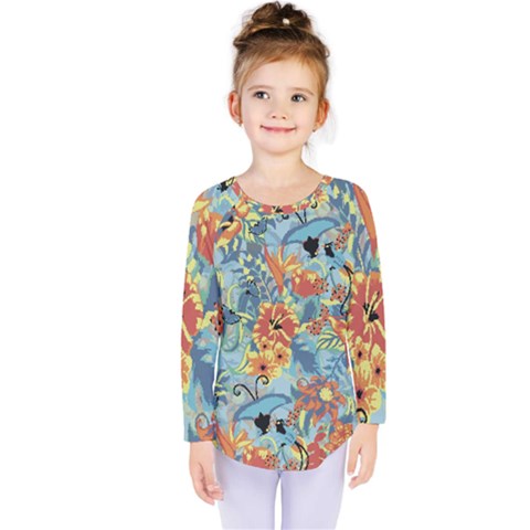 Flowers And Butterfly Kids  Long Sleeve Tee by goljakoff