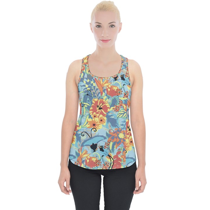 Flowers and butterfly Piece Up Tank Top