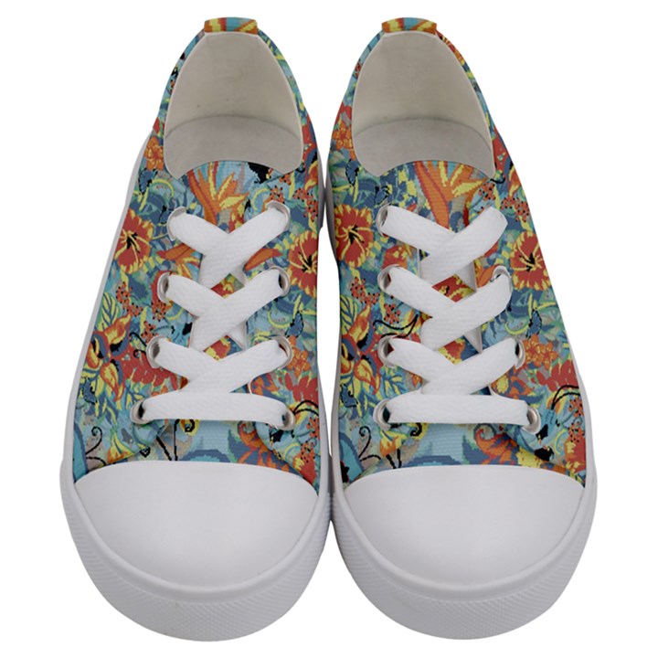 Flowers and butterfly Kids  Low Top Canvas Sneakers