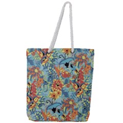 Flowers And Butterfly Full Print Rope Handle Tote (large) by goljakoff