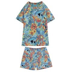 Flowers And Butterfly Kids  Swim Tee And Shorts Set by goljakoff