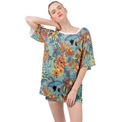 Flowers And Butterfly Oversized Chiffon Top by goljakoff