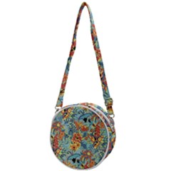 Flowers And Butterfly Crossbody Circle Bag by goljakoff