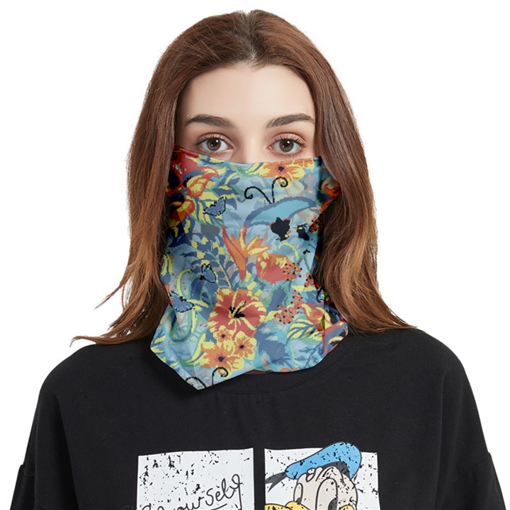 Flowers and butterfly Face Covering Bandana (Two Sides)