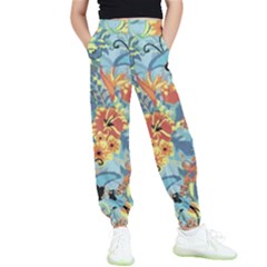 Flowers And Butterfly Kids  Elastic Waist Pants by goljakoff