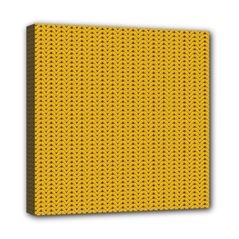 Yellow Knitted Pattern Mini Canvas 8  X 8  (stretched) by goljakoff