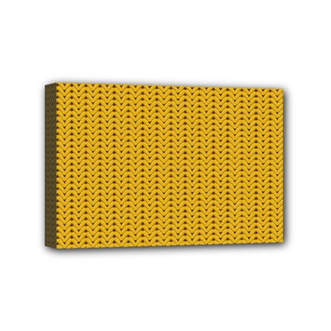 Yellow Knitted Pattern Mini Canvas 6  X 4  (stretched) by goljakoff