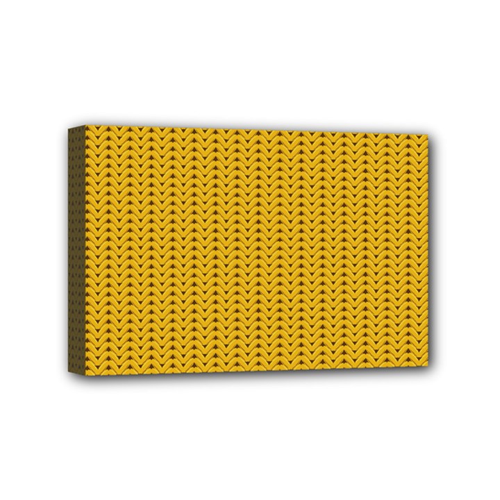 Yellow knitted pattern Mini Canvas 6  x 4  (Stretched)