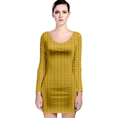 Yellow Knitted Pattern Long Sleeve Bodycon Dress by goljakoff