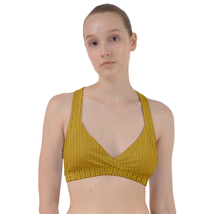 Yellow knitted pattern Sweetheart Sports Bra