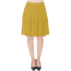 Yellow Knitted Pattern Velvet High Waist Skirt by goljakoff