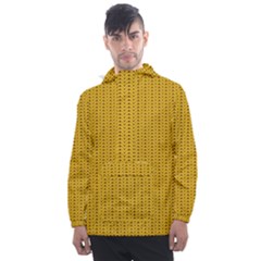 Yellow Knitted Pattern Men s Front Pocket Pullover Windbreaker by goljakoff