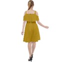 Yellow knitted pattern Cut Out Shoulders Chiffon Dress View2