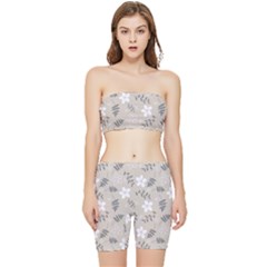 Flower  Stretch Shorts And Tube Top Set