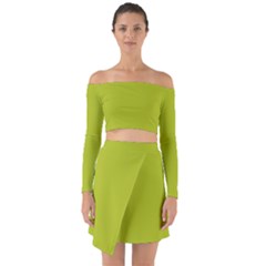 Acid Green Off Shoulder Top With Skirt Set by FabChoice