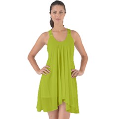 Acid Green Show Some Back Chiffon Dress by FabChoice