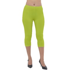 Acid Green Lightweight Velour Capri Leggings  by FabChoice