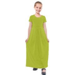 Acid Green Kids  Short Sleeve Maxi Dress by FabChoice