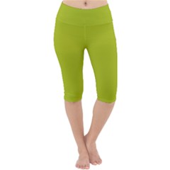 Acid Green Lightweight Velour Cropped Yoga Leggings by FabChoice