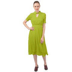 Acid Green Keyhole Neckline Chiffon Dress by FabChoice