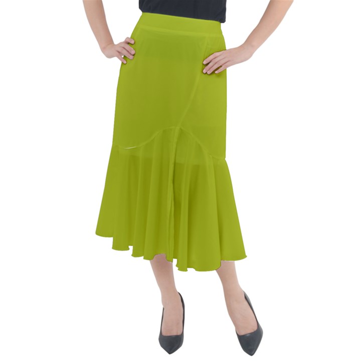 Acid Green Midi Mermaid Skirt