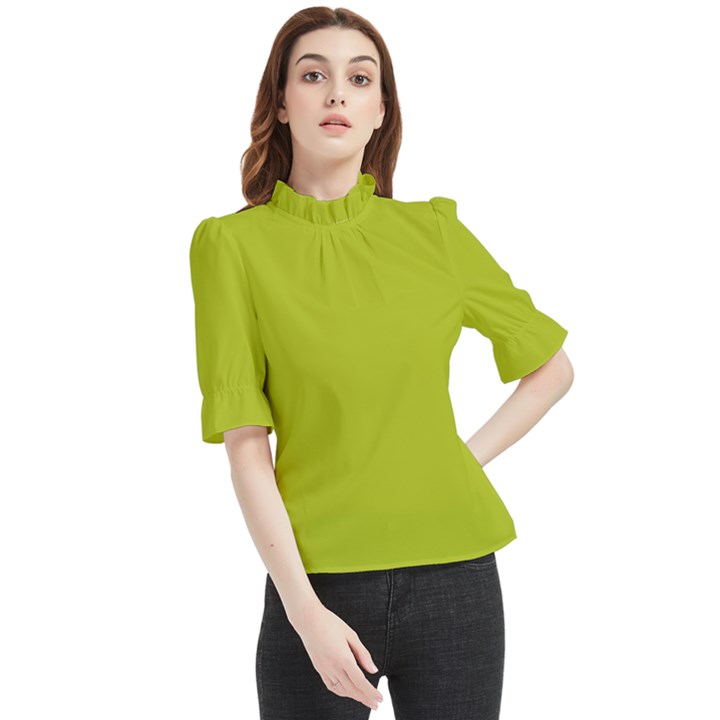 Acid Green Frill Neck Blouse