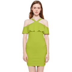 Acid Green Shoulder Frill Bodycon Summer Dress