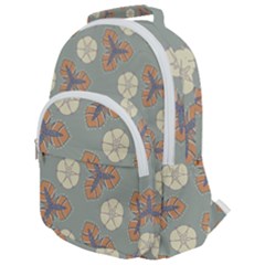 Flowers Leaves  Floristic Pattern Rounded Multi Pocket Backpack by SychEva