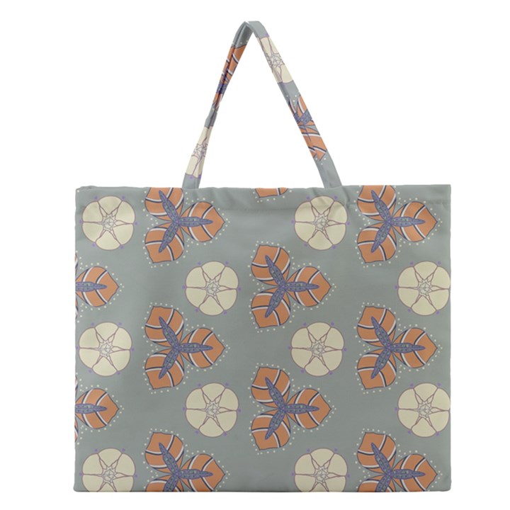 Flowers leaves. floristic pattern Zipper Large Tote Bag