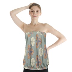 Flowers Leaves  Floristic Pattern Strapless Top by SychEva