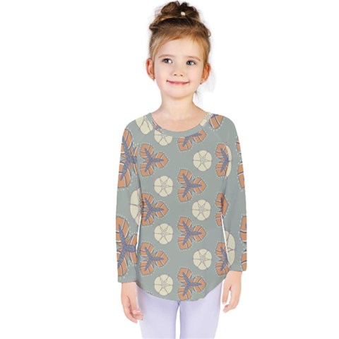 Flowers Leaves  Floristic Pattern Kids  Long Sleeve Tee by SychEva