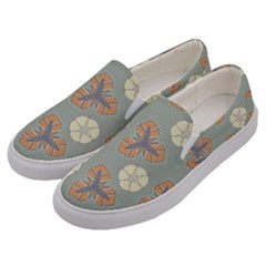 Flowers Leaves  Floristic Pattern Men s Canvas Slip Ons by SychEva