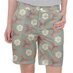 Flowers Leaves  Floristic Pattern Pocket Shorts by SychEva