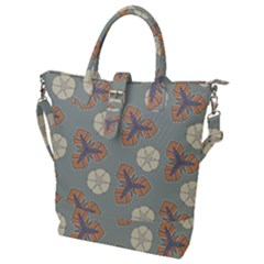 Flowers Leaves  Floristic Pattern Buckle Top Tote Bag by SychEva