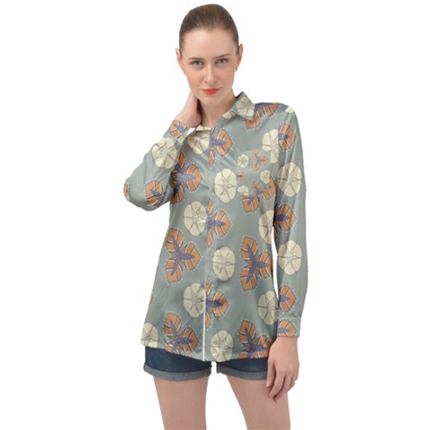 Flowers Leaves  Floristic Pattern Long Sleeve Satin Shirt by SychEva