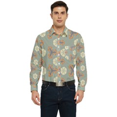 Flowers Leaves  Floristic Pattern Men s Long Sleeve Pocket Shirt 