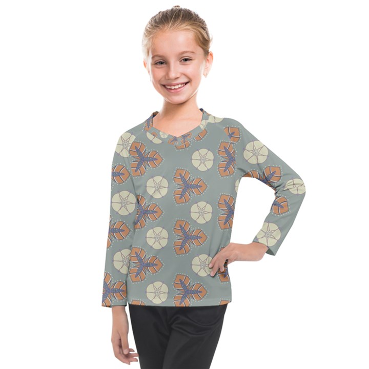 Flowers leaves. floristic pattern Kids  Long Mesh Tee