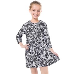 Camouflage Bw Kids  Quarter Sleeve Shirt Dress by JustToWear