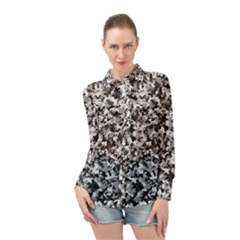 Camouflage Bw Long Sleeve Chiffon Shirt