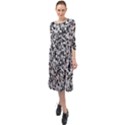 Camouflage BW Ruffle End Midi Chiffon Dress View1