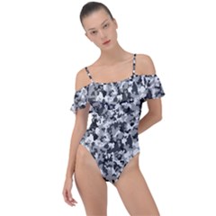 Camouflage Bw Frill Detail One Piece Swimsuit