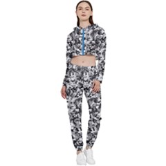 Camouflage Bw Cropped Zip Up Lounge Set