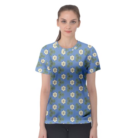 Flowers Leaves  Floristic Pattern Women s Sport Mesh Tee by SychEva