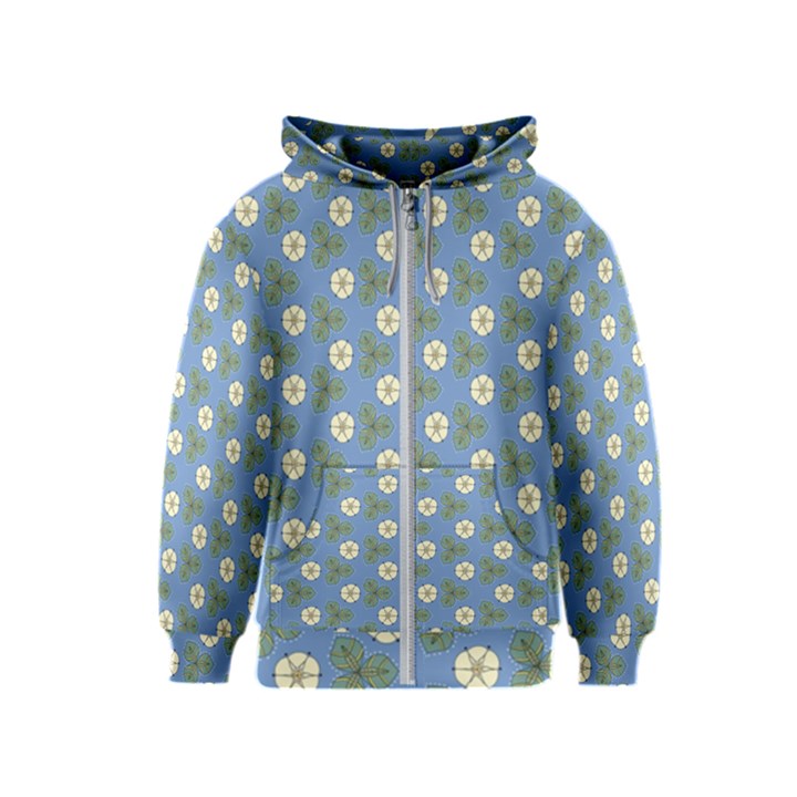 Flowers leaves. floristic pattern Kids  Zipper Hoodie