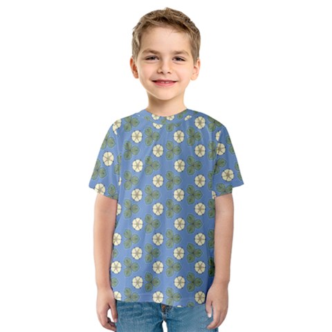 Flowers Leaves  Floristic Pattern Kids  Sport Mesh Tee by SychEva