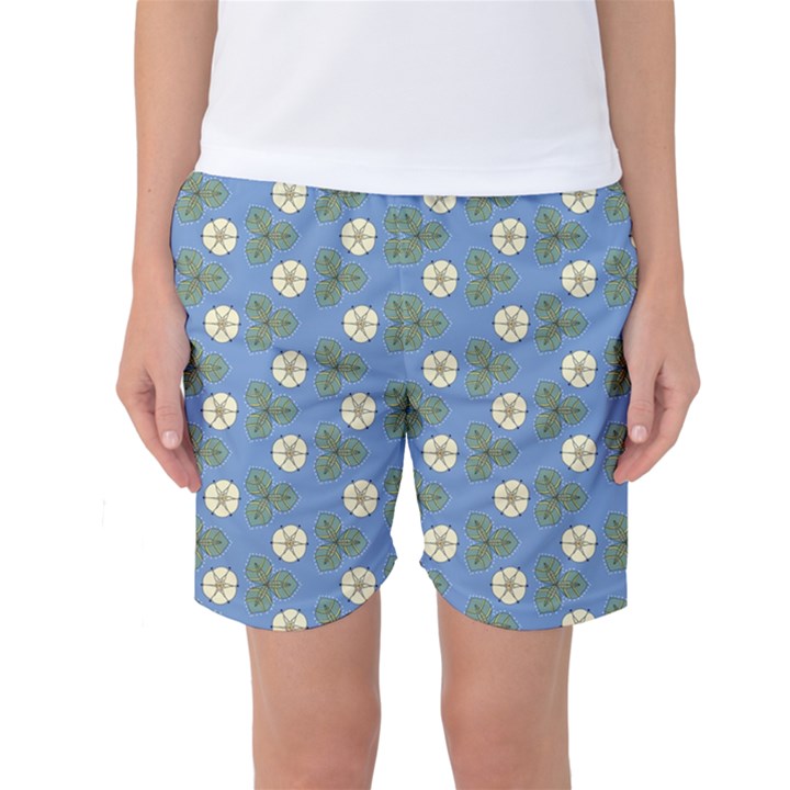 Flowers leaves. floristic pattern Women s Basketball Shorts