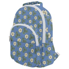 Flowers Leaves  Floristic Pattern Rounded Multi Pocket Backpack by SychEva