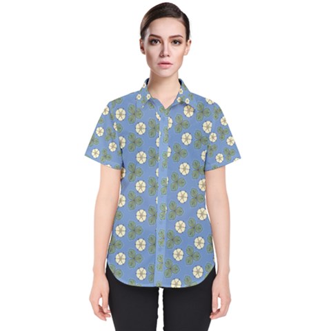 Flowers Leaves  Floristic Pattern Women s Short Sleeve Shirt by SychEva