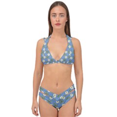 Flowers Leaves  Floristic Pattern Double Strap Halter Bikini Set by SychEva