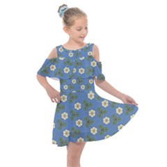 Flowers Leaves  Floristic Pattern Kids  Shoulder Cutout Chiffon Dress by SychEva